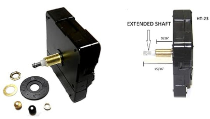 Clock Parts High Torque Clock Movement (Silent Sweep) Extended Shaft with 9/16" Threaded Shaft and 14 in. Long Balanced Black Fancy Sword Hands (No7), Clock Movements, Large Wall Clock, Non Ticking,