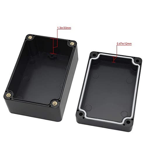 LeMotech Junction Box IP65 Waterproof Project Box Dustproof ABS Plastic Electrical Boxes Universal Enclosure for Electronic Black 3.93x 2.68x 1.97 inch (100 x 68 x 50 mm)(Pack of 1) - color: Black (1 pack), size: 3.9" x 2.6" x 1.9"