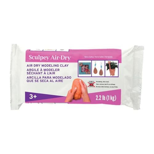Sculpey Air-Dry, Premium Air Dry Clay, Terra Cotta, No Baking Required, 2.2 lb. (1 kg), Pack of 3, 6.6 lbs. Total - color: Terra Cotta, 3-Pack