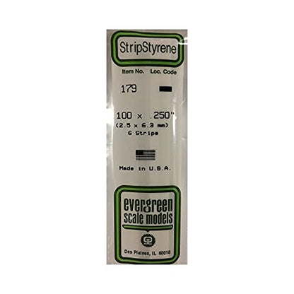 Evergreen Scale Models Strip .100 x .250 6 EVG179 Plastic Building Supplies