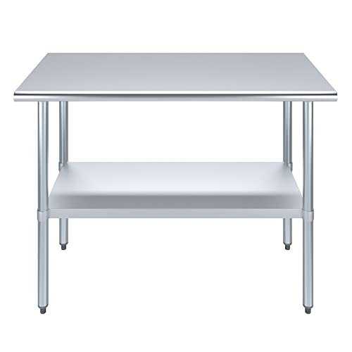 AmGood 24 in. x 48 in. Stainless Steel Work Table | Metal Kitchen Food Prep Table | NSF - size: 48 in. Long x 24 in. Deep without Wheels