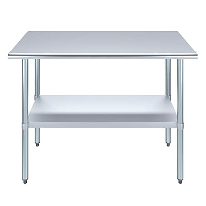 AmGood 24 in. x 48 in. Stainless Steel Work Table | Metal Kitchen Food Prep Table | NSF - size: 48 in. Long x 24 in. Deep without Wheels