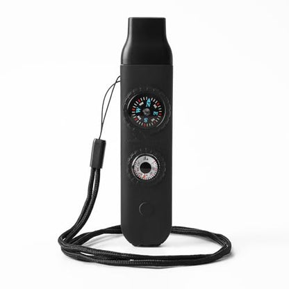 Emergency Survival Safety Whistle，Whistle for Kids with Lanyard,Compass,Thermometer,Ideal for Kayaking, Boating, Hiking, Camping, Climbing - color: Black Whistle