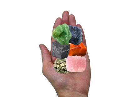 Amazing Gemstone Crystals for Motivation & Self Belief Manifestation, Set of 6 Green Aventurine, Pyrite, Hematite, Iolite, Carnelian and Rose Quartz Healing Crystals and Stones - color: Motivation & Self Belief Crystals