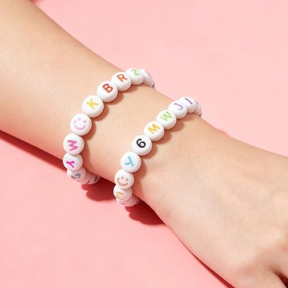 JULIMAIDONG Alphabet Beads A-Z 1350+Pcs Letter Number Hearts Bracelets Bead - color: Colorful