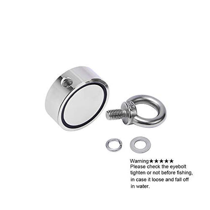 Double Sided Neodymium Magnet Fishing Kit with 480lbs Strength and Eyebolt for River Lake Hunting Indoor Outdoor (1.8in Dia) - style: LNM48-3