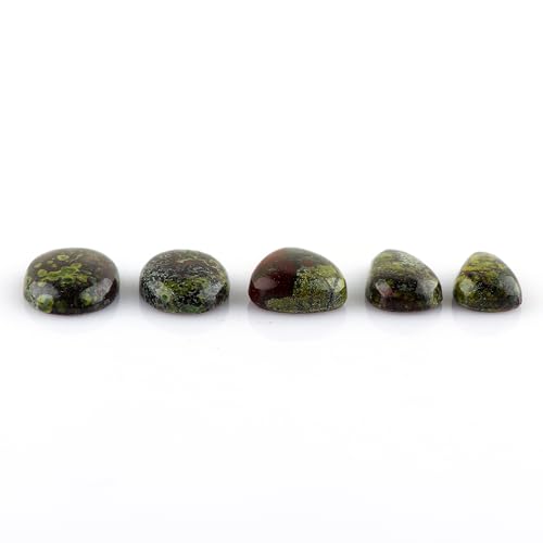 CRYSTALIS Wholesale 5pcs Natural Dragon Blood Jasper Loose Gemstone Bulk Cabochons Jewelry Making Supply, Chakra Healing Polished Stones, Wire Wrapping, DIY, Gem Collection
