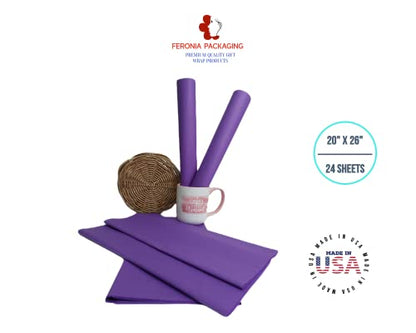 Lavender Tissue Paper Squares, Bulk 24 Sheets, Premium Gift Wrap and Art Supplies for Birthdays, Holidays, or Presents by Feronia packaging, Large 20 Inch x 26 Inch - color: Lavender