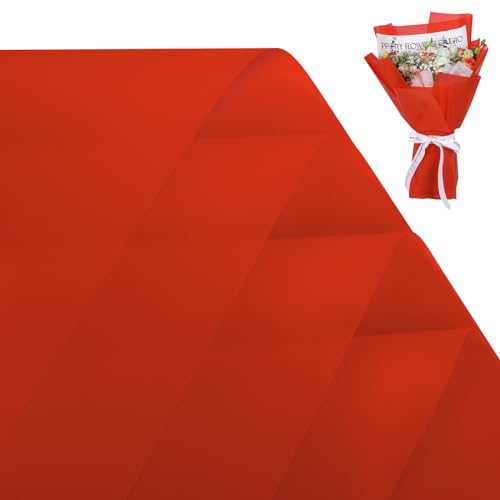 FUHITIM 20 Sheets Flower Wrapping Paper (Misty Red) - color: Misty Red