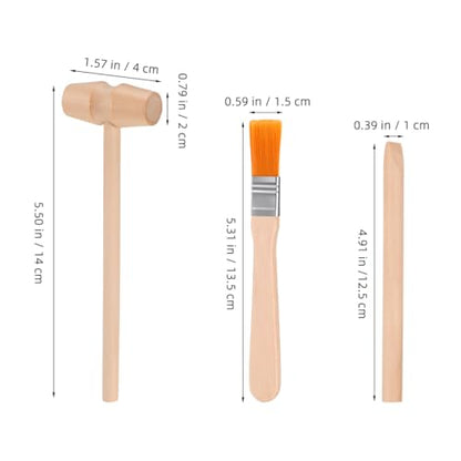DOITOOL 9 Pcs Wooden Excavation Tools for Kids, Dinosaur Dig Kit with Mini Hammer Chisel Brush Scraper, Stem Science Gemstone Toys