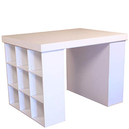 Venture Horizon Project Center Desk with Two 9-Cubby Bookcase Sides (White) - color: White