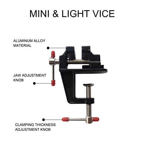 Mini Table Clamp, Small Bench Vice for Jewelers Hobby Clamps Craft Repair Tool Portable Work Bench Vise (mini) (BLACK, MINI 1.4 INCH)
