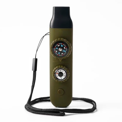 Emergency Survival Safety Whistle，Whistle for Kids with Lanyard,Compass,Thermometer,Ideal for Kayaking, Boating, Hiking, Camping, Climbing - color: Army Green Whistle