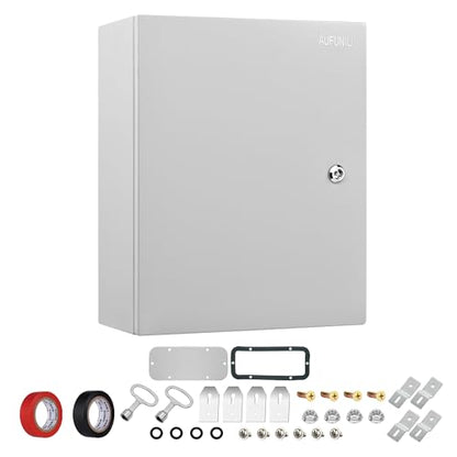 Steel Electrical Junction Box, 24 x 16 x 10 inch Waterproof & Dustproof Electrical Enclosure, Outdoor & Indoor Universal Project Box with Lock & Mounting Plate - size: 24 x 16 x 10"