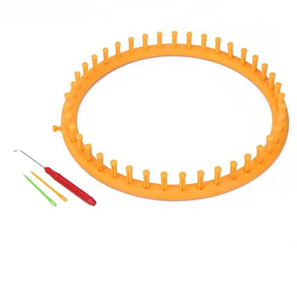 Katech Round Knitting Looms Set 29 cm Diameter Yellow Plastic Weaving Looms Scarf Hats Making Tools DIY Crocheting Handmade Craft Kit with a Crochet Hook and Needle for Knitting Lovers (Yellow) - color: Yellow (29 cm / 11.4 inch)