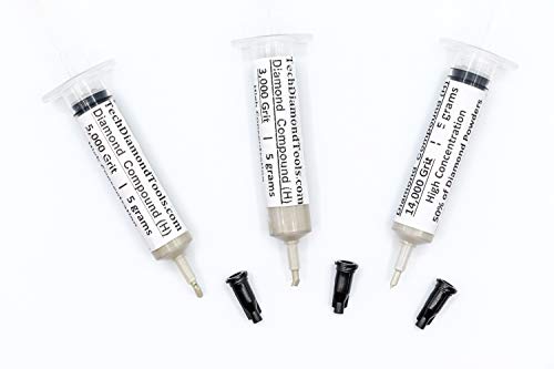 TechDiamondTools Diamond Polishing Paste Kit — 3 Grits (3000, 5000, 14000) | USA Made | Oil-Based Syringes | Progressive Polishing Set for Metal, Glass, Gemstone, Knife, Jewelry | 50% Diamond Powder - size: 3000 5000 14000 Grit, style: High 50% concentrat