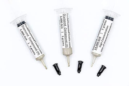 TechDiamondTools Diamond Polishing Paste Kit — 3 Grits (3000, 5000, 14000) | USA Made | Oil-Based Syringes | Progressive Polishing Set for Metal, Glass, Gemstone, Knife, Jewelry | 50% Diamond Powder - size: 3000 5000 14000 Grit, style: High 50% concentrat