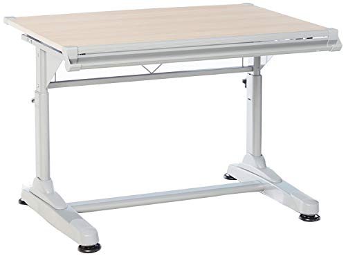 Stand Up Desk Store Adjustable Height and Angle Drafting Table Drawing Desk with Large Surface (Silver Frame/Birch Top, 40" W X 26" D) - color: Birch/Silver
