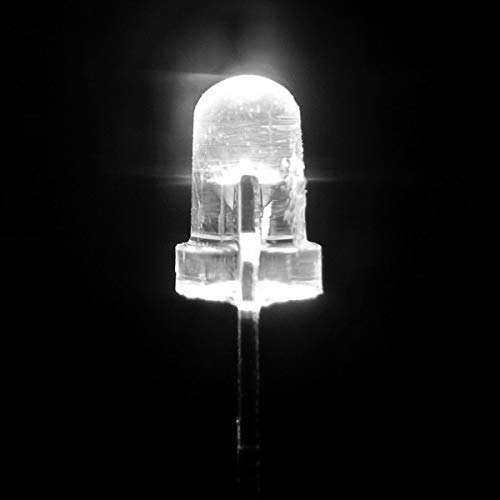 Novelty Place 100pcs 5mm White LED Diode Lights - Super Bright Clear Transparent DC 3V 20mA Light Emitting Diode LED Bulbs - DIY Science Project Electronic Components Lighting Kit (White Light) - color: Clear White