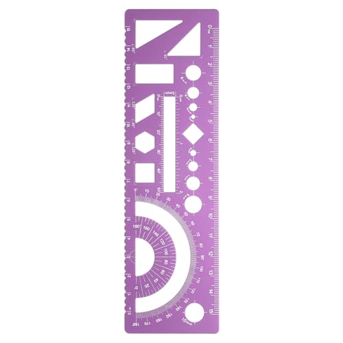 HARFINGTON Multifunctional Geometric Rulers 15cm Metric and SAE Aluminum Straight Edge Protractor Angle Math Measuring Ruler Geometric Drawings Templates for Drawing Drafting, Rose - color: Rose