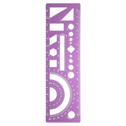 HARFINGTON Multifunctional Geometric Rulers 15cm Metric and SAE Aluminum Straight Edge Protractor Angle Math Measuring Ruler Geometric Drawings Templates for Drawing Drafting, Rose - color: Rose