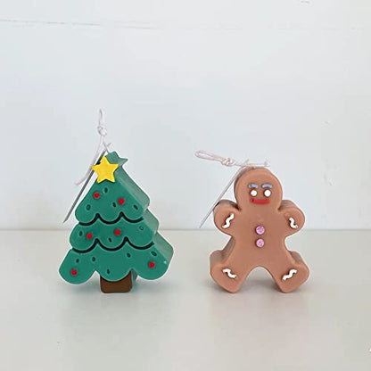 2-Pack Silicone Molds 3D Candle Molds, Christmas Tree + Gingerbread Man Mold,Christmas Fondant Mold for Candle Making and Baking Making Soap Wax Cake Mousse Ice Cream - color: 2Pcs Christmas Tree + Gingerbread Man