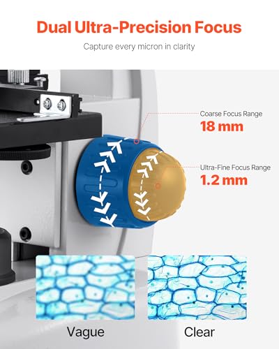 VEVOR Trinocular Microscope, 40-5000X Magnification, Professional Compound Microscope for Adult with Phone Adapter, LED Light, Aluminum Alloy Body, for Lab, School, Home, Education - style: B