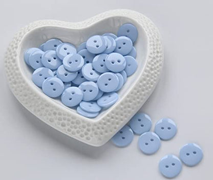 200pcs 5/8 Inch(15mm) Light Blue Buttons 2 Holes Resin Button for Sewing and DIY Crafts - color: Light blue