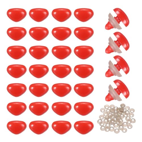 MECCANIXITY 50set 12mm Large Plastic Triangle Safety Noses Red with Washer for Crochet Stuffed Animal Doll Craft Puppet Plush Toy Bear - color: Red, size: 12mm