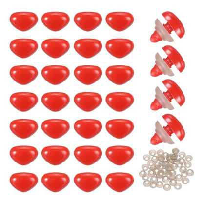 MECCANIXITY 50set 12mm Large Plastic Triangle Safety Noses Red with Washer for Crochet Stuffed Animal Doll Craft Puppet Plush Toy Bear - color: Red, size: 12mm