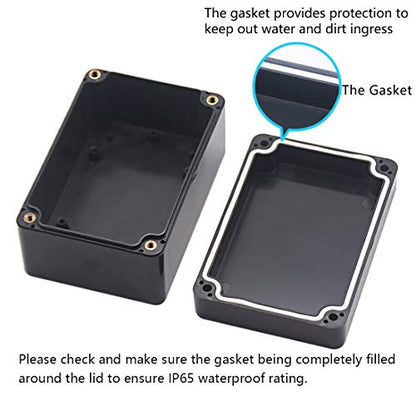 Junction Box, Zulkit Project Box IP65 Waterproof Outdoor Box ABS Plastic Electrical Boxes Electronic Enclosure Black 3.94 x 2.68 x 1.97 inch (100X68X50mm) (Pack of 2) - size: 3.94" x 2.68" x 1.97"(Pack of 2)