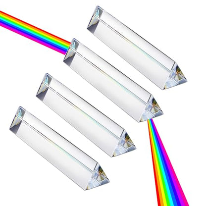 4pcs 6 inch Clear Optical Lens Glass Triangular Prism for Photography - size: 6 inch
