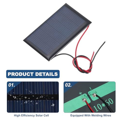 MECCANIXITY 2 Pcs 3V 0.27W 90mA Mini Solar Panels, Small Polycrystalline Solar Cell Panel with 2 Cable for DIY Electric Toy Materials Kits Charger, 62mm x 36mm - style: 3V 0.27W 90mA