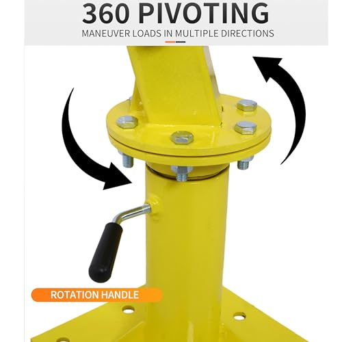 Truck Crane Truck Bed Hoist with Hand Winch Pickup Jib Crane 2000 lbs Capacity Hydraulic Extendable Boom 360° Pivot Yellow - color: Yellow