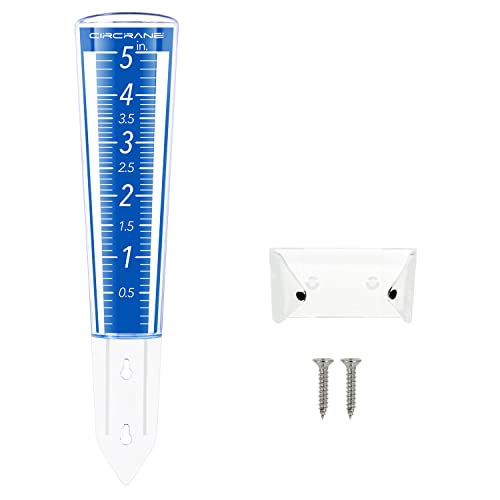 Circrane 5-Inch Capacity Outdoor Rain Gauge with Additional Hang Bracket& Stainless Steel Screws, Magnifying Scale and Numbers Design for Easy Read (Blue) - color: Blue