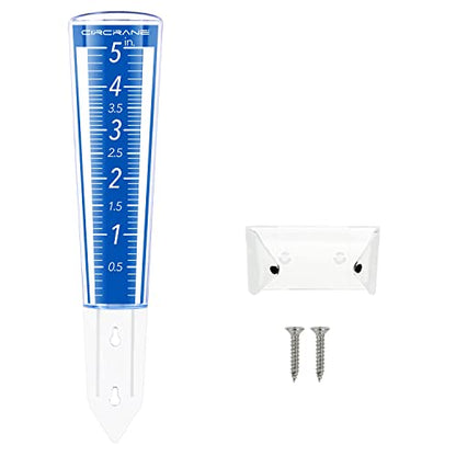 Circrane 5-Inch Capacity Outdoor Rain Gauge with Additional Hang Bracket& Stainless Steel Screws, Magnifying Scale and Numbers Design for Easy Read (Blue) - color: Blue