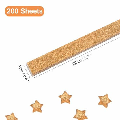 MECCANIXITY 200 Sheets Origami Paper Glitter Stars Papers Light Yellow Fold Paper for Beginner Arts Crafts Projects,0.4 x 8.7 Inch - color: Light Yellow