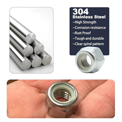 1/2-13 Nylon Insert Lock Nuts 21 Pack, 304 Stainless Steel Hardware Nuts - size: 1/2"-13 (21 Pcs)