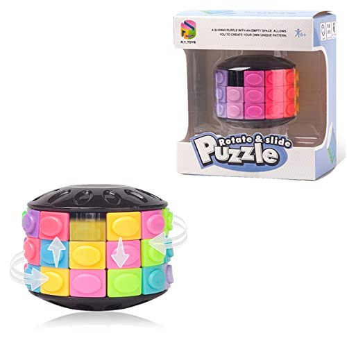 R.Y.TOYS Rotate and Slide Puzzle-Design Patent,Fidget Toys(Restore Order/Create Patterns) 12 Colors,3 Layers-Open Cover for Quick Play,Brain Teaser,Sensory Toys,Birthday Gifts,Easter Basket Stuffers - color: 12 Colors X 3 Layers