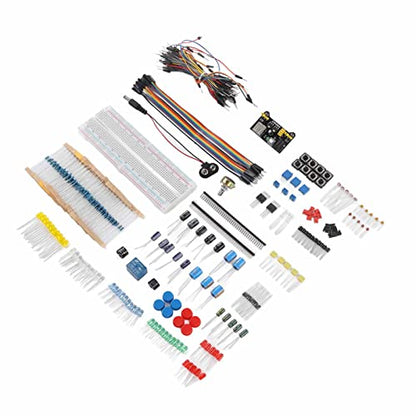 Electronics Component Kit, Starter Fun Assortment with Breadboard Resistor Capacitor Diode Module, for Beginners Learning to Program R3 Development Board