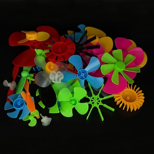 46PCS Model Toy Plastic Propeller Kit Fan Shape Propeller Props for Model Boat Ship Airplane DIY Electric Mini Fan Model Windmill Building Parts (Mix Color 1)