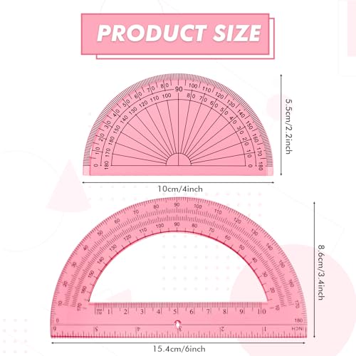 EBOOT 2 Pcs Plastic Protractors - color: Light Pink