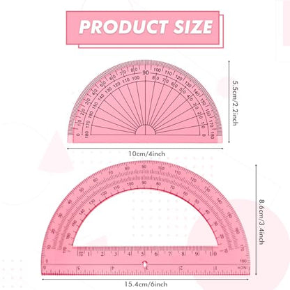 EBOOT 2 Pcs Plastic Protractors - color: Light Pink