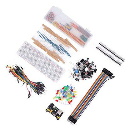 Electronics Component Kit, 400 Assorted Components with Power Module USB Cable, Assorted Electronics Kit, Complete for R3 Prototyping, for Students, Hobbyists, DIY Projects