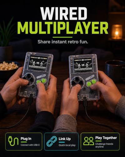 Arduboy FX-C Programmable Open Source 8-Bit Retro Handheld Game Console - 300+ Preloaded Classic Games, STEM Coding Board, USB-C Multiplayer, Credit Card Size Pocket Retro Gaming Device