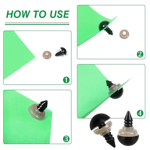 TOAOB 150pcs 10mm Black Plastic Safety Eyes Crafts Safety Eyes with 150pcs Washers for Stuffed Animals Amigurumis Crochet Doll Making - size: 10mm