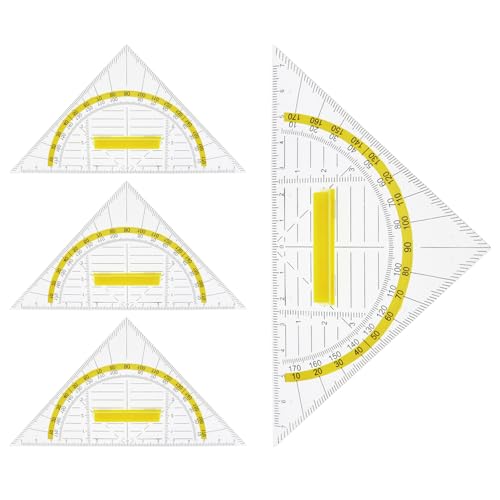 8PCS Multifunctional Transparent Triangle Plastic Multifunctional Measuring Triangle Advertising Ruler Student Drawing Ruler Engineer Drawing Tools Geometric Protractor