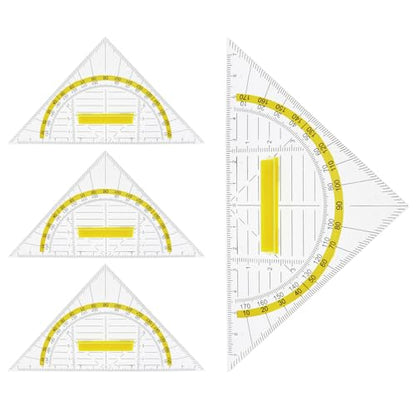 8PCS Multifunctional Transparent Triangle Plastic Multifunctional Measuring Triangle Advertising Ruler Student Drawing Ruler Engineer Drawing Tools Geometric Protractor