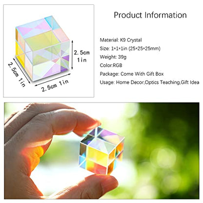 25mm Optical Glass X-Cube Prism RGB Dispersion Prism Physics Teaching Gift - size: 25mm X-Cube