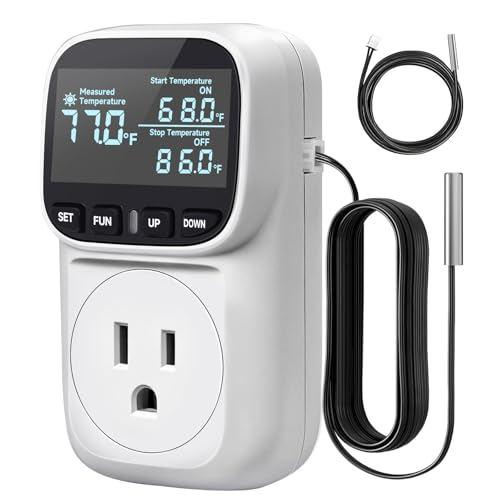 Temperature Controller Digital Timer Thermostat Outlet Plug, -40°F~210°F